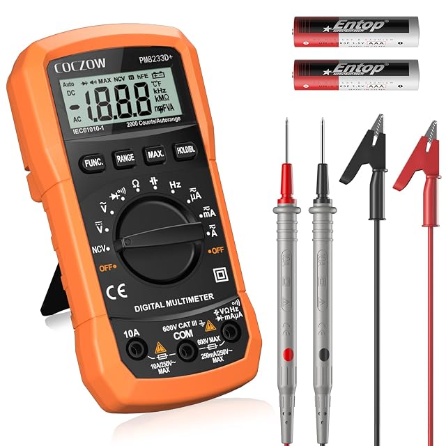 coczow Digitalmultimeter mit hintergrundbeleuchtetem Display und einem Spannungswert
